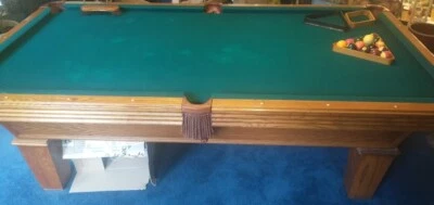 Olhausen Classic Pool Table 98" X 54", Solid Red Oak Honey color. With Light - Image 1 of 4