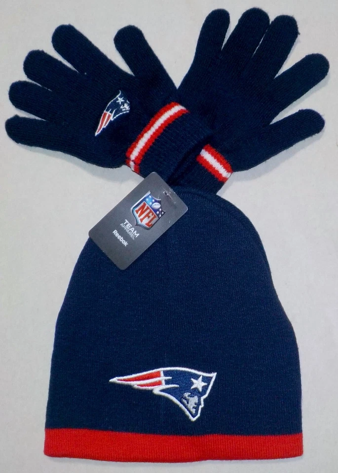 НОВЫЙ ENGLAND PATRIOTS NFL КОМАНДЫ ОДЕЖДА ЗИМНИЕ ПЕРЧАТКИ ШЛЯПА КОМПЛЕКТ ДЕТЕЙ 8-20 BEANIE - Изображение 1 из 1
