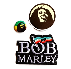BOB MARLEY Embroidered Patch Iron on 25mm 1" Badge pin sticker decal bundle 70s - Picture 1 of 6