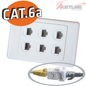 Cat6a RJ45 6Port Wall Plate Network LAN 6Gang Coupler F/FJack Cw6C6Aff - Picture 1 of 6