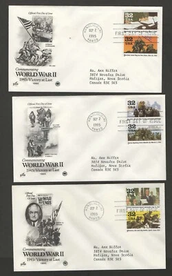 5 UNITED STATES FIRST DAY COVERS - 1995 - WWII 1945:VICTORY AT LAST ISSUES - Image 1 of 2