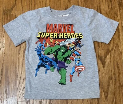 MARVEL SUPER-HEROES 儿童图形 T 恤尺寸 5/6 棉 Poly S/S Heather 灰色 — 第 1/3 张图片