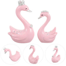  2 Pcs Pink Resin Swan Ornaments Lovers Car Decor Industrial Figurine