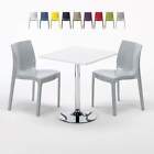 Table Carree Blanche 70X70cm Avec 2 Chaises Colorees Grand Soleil Set Interieur