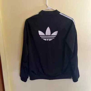 Adidas Boys Black White Track Jacket Size 16 - Picture 1 of 6