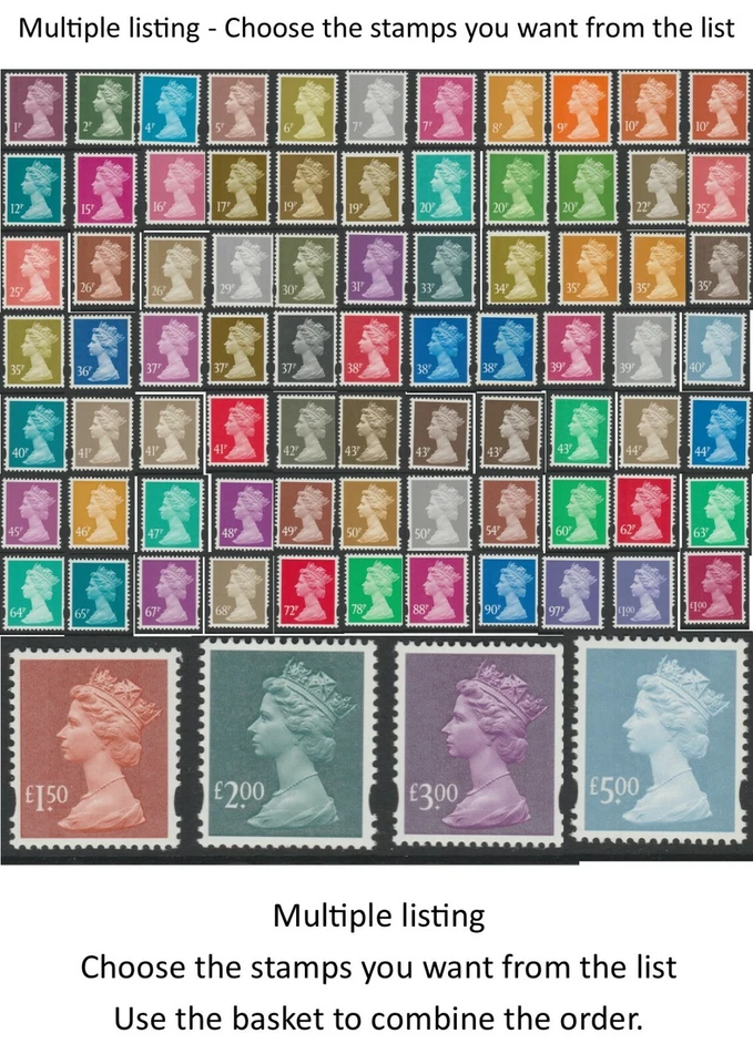 GB MINT Machin elliptical photo / gravure Y1667-Y1749 MNH - multiple listing - Image 1 of 1