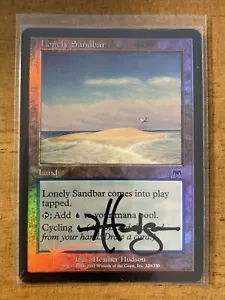 MTG✨Artist Signed LONLEY SANDBAR FOIL✨Onslaught MINT Land Hudson Art UNPLAYED - Picture 1 of 2