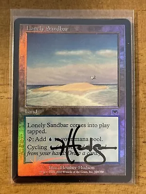 MTG✨Artist Signed LONLEY SANDBAR FOIL✨Onslaught MINT Land Hudson Art UNPLAYED - Image 1 of 2