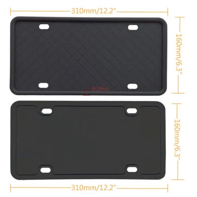 Car Accessories Front Rear USA License Plate Frame Holder Rubber Black 2Pcs - Image 1 of 4