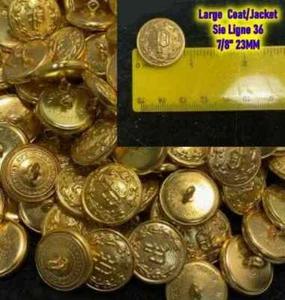 Select 2 to 24 Waterbury Big 7/8" Domed Gold Police Uniform Coat Jacket P Button - Picture 1 of 3