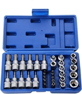 34Pcs Plum Star Bit Socket Set - 3/8" Ratchet Wrench for 5/16" Hexagon Socket - Picture 1 of 5