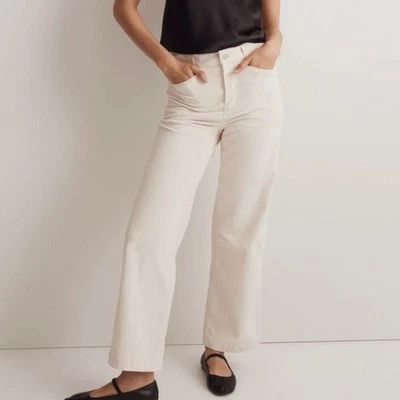 Madewell Women's Tall Emmett 2.0 Wide-Leg Pants in Corduroy Antique Cream - Image 1 of 4