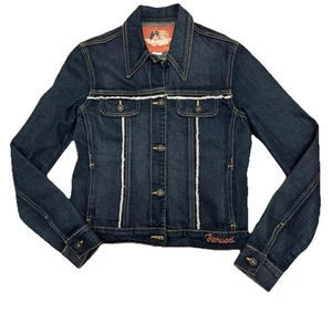 Y2K FIORUCCI Denim Jeansjacke bestickt ADLER Patch Rock Glam Damen S - Bild 1 von 10