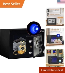 Moderner abschließbarer Safe mit Induktionslicht für versteckte Aufbewahrung - 0,23 Cu Fuß schwarz - Bild 1 von 9