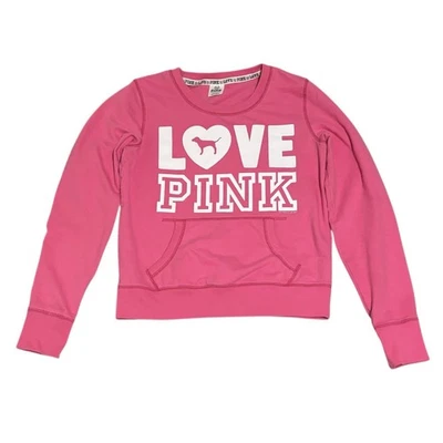 Y2K Victoria’s Secret PINK Graphic Sweatshirt Women’s Medium White Logo 2000s - Image 1 of 4