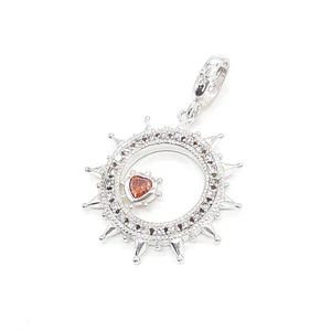 RARE LOVE&HATE Garnet Sun Pendant Necklace Top SILVER925 Red Heart Women Auth - Picture 1 of 7