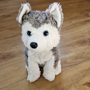 Ty Husky Dog Puppy 2009 Slush Soft Toy Plush Grey White Slush Blue Eyes - Picture 1 of 14