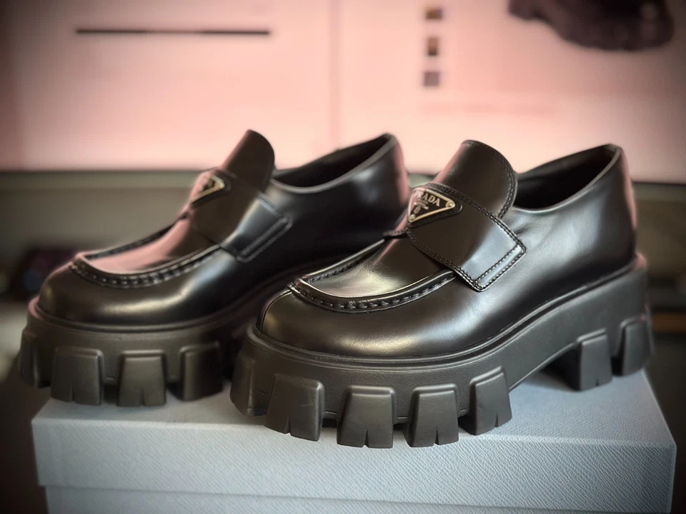 Prada Monolith Brushed Leather Loafers – Size 36.5 (Mint Condition) - Image 1 of 4