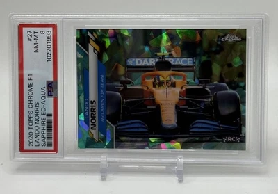 2020 TOPPS CHROME SAPPHIRE F1 #27 Lando Norris Aqua Refractor PSA 8 Mclaren RC - Image 1 of 3
