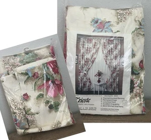 Triest 1 Paar Vorhang Paneele Elfenbein mit Blumenmuster Raffhalter Thermo 46x84" Neu aus altem Lagerbestand - Bild 1 von 8