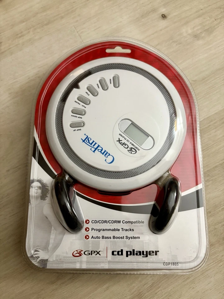 GPX Portable CD Player CDP1805 White Headphones