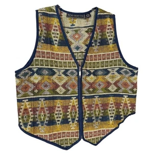 Vintage New Identity Full Zip Tapestry Weste Gr. XL Azteken Western Geometrisch - Bild 1 von 5