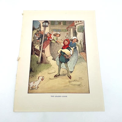 Mabel Lucie Attwell El Ganso Dorado Cuento de Hadas Impresión Grimm Ilustración 7x10 Foto 1 de 2