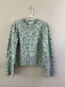 LC Lauren Conrad Women's Green Marled Crewneck Knit Bell Sleeve Sweater Size XS - Picture 1 of 14