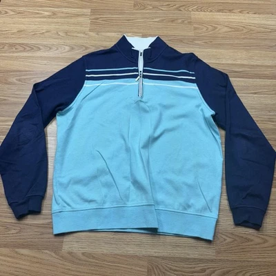 Pullover Carnoustie Para Hombres Mediano Azul Marino Claro Cuarto Cremallera Golf Cuello Simulado Tejido Foto 1 de 4