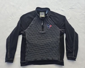 Houston Texans Sweater Mens Medium Black Gray NFL Tommy Bahama Football 1/4 Zip - Picture 1 of 11