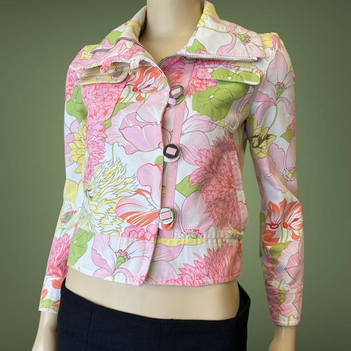 Giacca Burberry London donna vintage multicolore floreale taglia XS