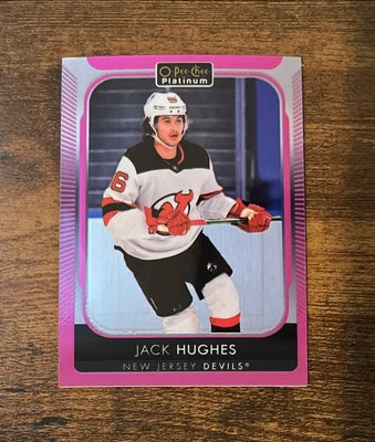2021-22 O-Pee-Chee Platinum Matte Pink Jack Hughes #166 New Jersey Devils - Image 1 of 2