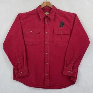Cabelas Shirt Men's Large Red Chamois Outdoor Heavy Cotton Black Lab Hunting - Picture 1 of 11