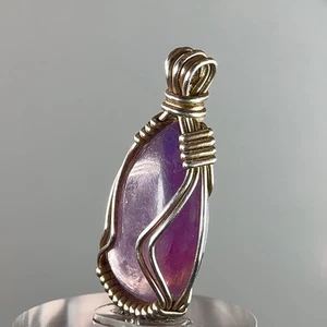 Rare Rainbow Gem Grade Gel Pink Purple Lepidolite Sterling Silver Pendant - Picture 1 of 10