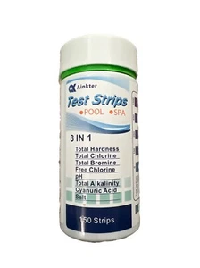 Ainkter Pool Test Strips:8-in-1 Pool Test Kit,150 Hot Tub Test Strips - Picture 1 of 5