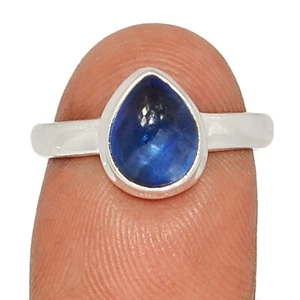 Natural Cabochon Kyanite - Brazil 925 Sterling Silver Ring Jewelry s.7 CR62142 - Picture 1 of 1