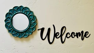 Welcome Metal Sign Wall Decor, Cut out Receive Sign, Black Hanging Wall Art New - Picture 1 of 6