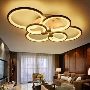 Modern 6 Head Acrylic Ceiling Light LED Dining Room Pendant Lamp Fixture+Remote - Picture 1 of 11