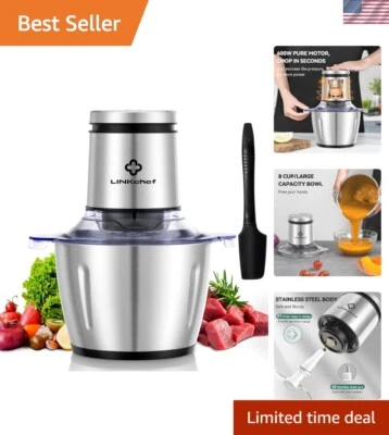 8 Cup Electric Food Chopper & Meat Grinder - 600W Stainless Steel Processor - Image 1 of 4