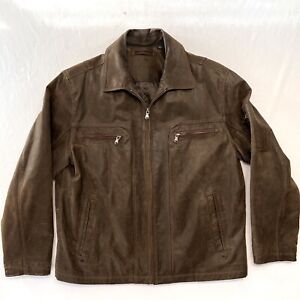Roundtree & York Brown Rustic Leather Jacket Size Large