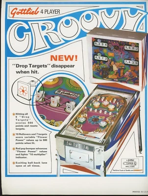 Gottlieb's Groovy Pinball Flyer Brochure - Image 1 of 2
