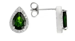 Green Chrome Diopside Platinum Over Sterling Silver Stud Earrings 2.30ctw NEW - Picture 1 of 8