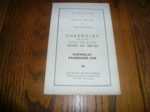 1941 Chevrolet Deluxe Radio Model 985793 Instructions Install Operation Booklet - Picture 1 of 4