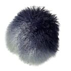 Bloomingville Mongolian Lamb Dyed Fur Pillow Blue & Gray Tones Round Curly Hair