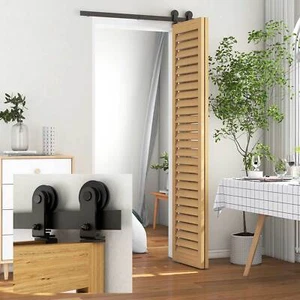 Kit de hardware de puerta corredera plegable de granero de alta resistencia CCJH 3-9 FT 2/4 puertas de madera - Imagen 1 de 37