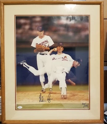 Nolan Ryan Signed Texas Rangers 21x25 Framed Multi-Image Photo L/E /1991 JSA COA - Image 1 of 4