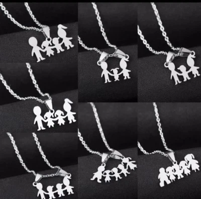COLLANA FAMIGLIA CIONDOLO FAMILY FIGLI MAMMA PAPÀ REGALO IN ACCIAIO ARGENTO  - Immagine 1 di 4