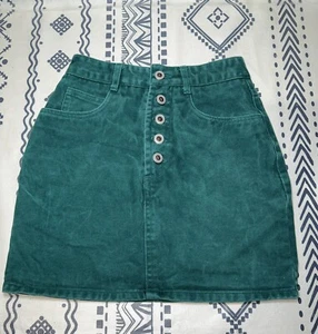 Vintage 80s Star Cody Western Green Denim Skirt Size 5 juniors - Picture 1 of 7