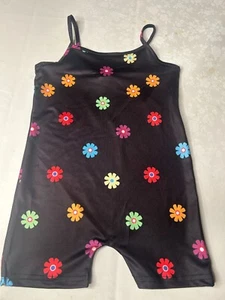 SHEIN Cami Romper Baby Girl Size 3 - 4 Years Black Floral Soft Spaghetti Strap - Picture 1 of 3