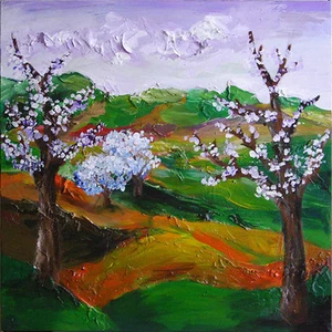 Impressionismus. Frühlingslandschaft. Acryl/Gips auf Leinwand. Keilrahmen Bild - Bild 1 von 4